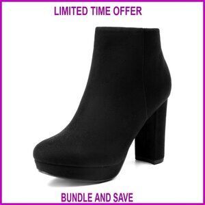 Women's High Heel Ankle Boots, Platform, Suede Upper, Zip Closure